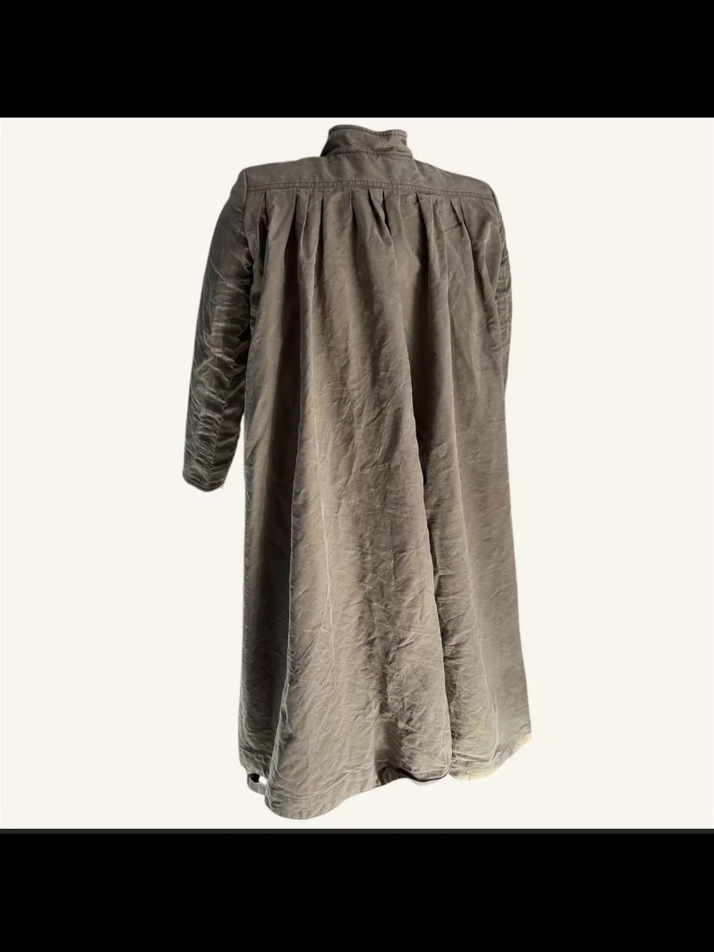 Burberry Taupe Silk Pleated Double-Breasted Trench Coat - Picture 3 of 8